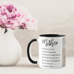 Taza Fotografía colectiva y mejor cita de la madre, reg