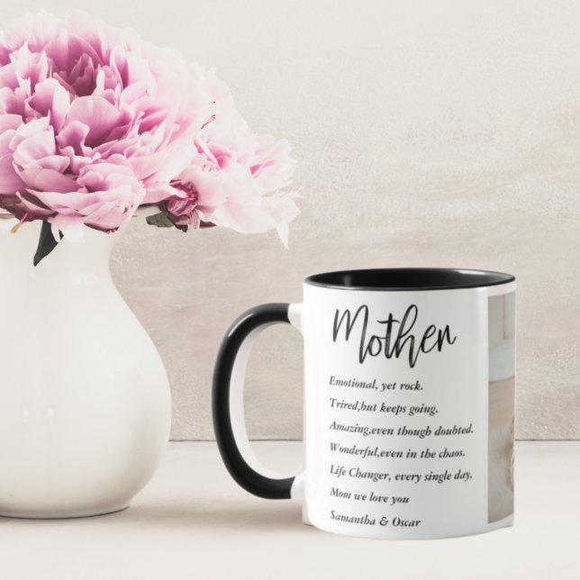 Taza Fotografía colectiva y mejor cita de la madre, reg (Subido por el creador)