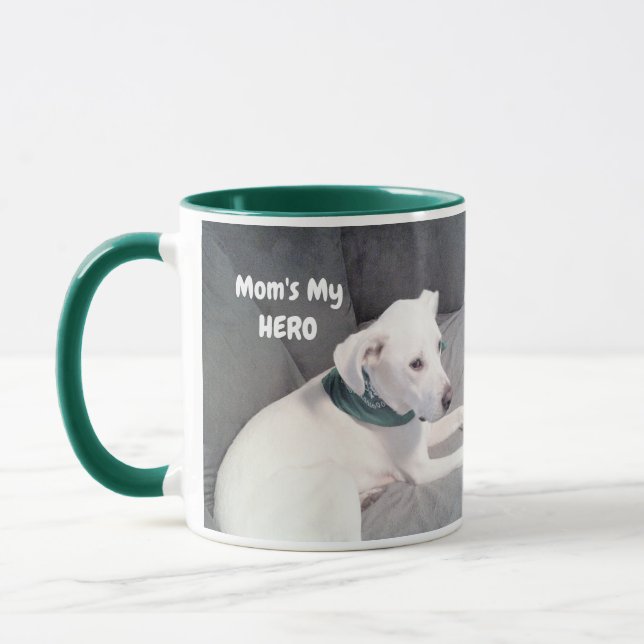 Taza Fotografía de la adorable madre del perro blanco e (Izquierda)