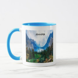 Taza Fotografía de la escena natural de las montañas ru