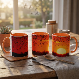 Taza Fotografía de la Naturaleza: Vuelo de Mirlos en Qu