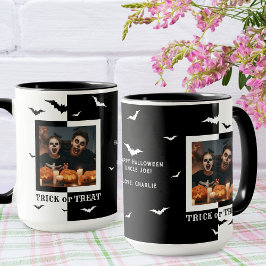 Taza Fotografía de marco de murciélagos blancos y negro