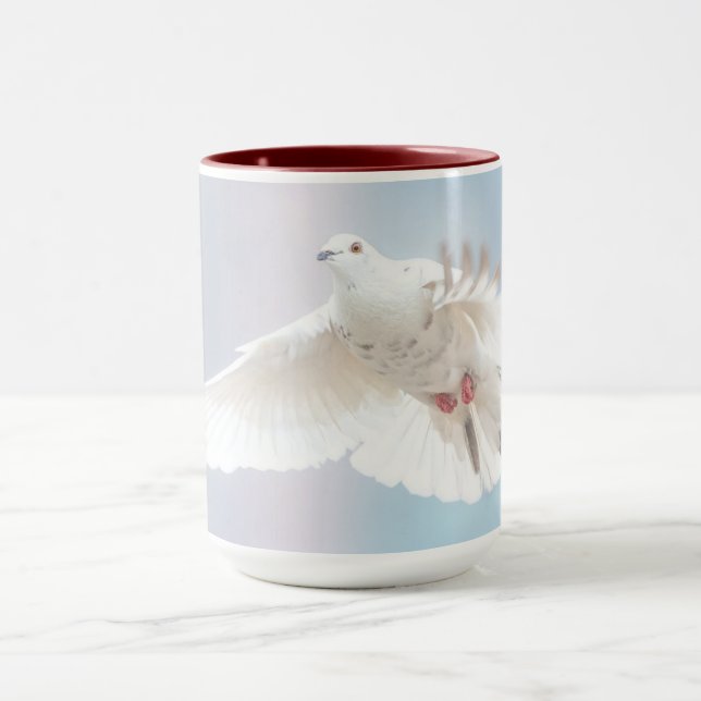 Taza Fotografía de pájaro volador de piel blanca Dove (Centro)