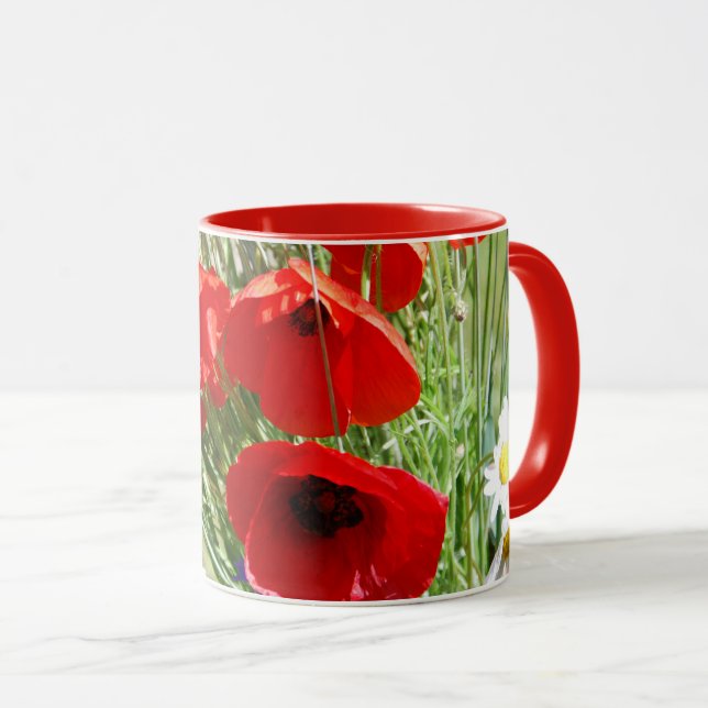 Taza Fotografía de Red Poppy, Cottage Garden (Anverso derecho)