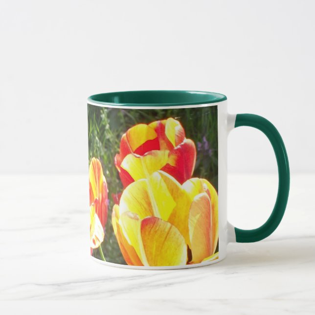 Taza Fotografía de Tulipanes Amarillos y Rojos Brillant (Derecha)
