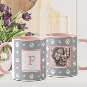 Taza Fotografía en Monograma Rosa Blanco Gris De La Pas
