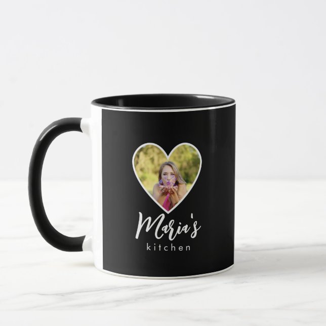 Taza Fotografía propia en el marco del corazón negro ca (Izquierda)