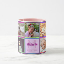 Taza Fotografías multicolores y monogramas
