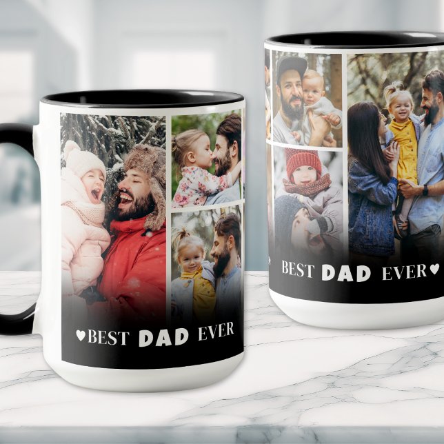 Taza Fotomontaje Personalizado del Mejor Padre del Mund (Personalized Best Dad Ever 8 Photo Collage Father Mug )