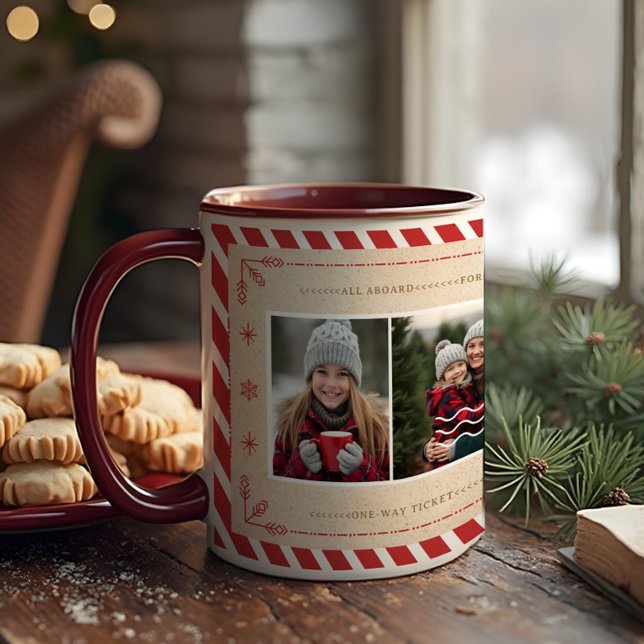 Taza Fotos de Candy Cane North Pole Express Navidades (Candy Cane North Pole Express Christmas Photos Mug)