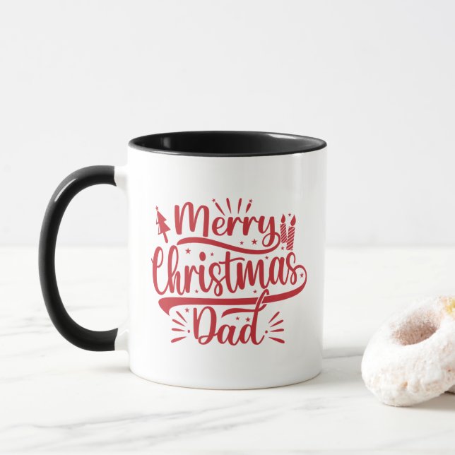 Taza Fotos de la familia Merry Christmas Dad (Con donut)
