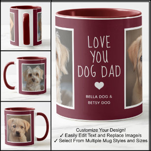 Taza Fotos de Papá Perro Te Amo Modernas Granate C31 y