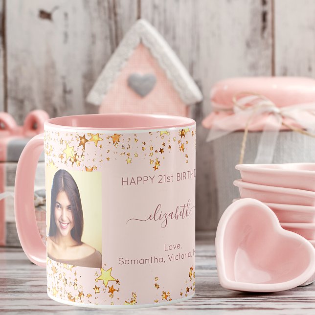 Taza Fotos del rosa de personalizados de oro de cumplea (Subido por el creador)