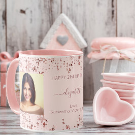 Taza Fotos del rosa de personalizados de oro de cumplea