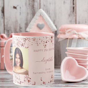 Taza Fotos del rosa de personalizados de oro de cumplea