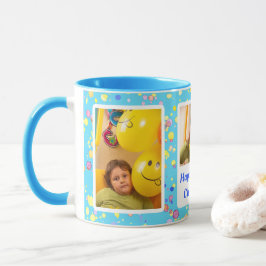Taza Fotos personales de la acuarela azul de personaliz