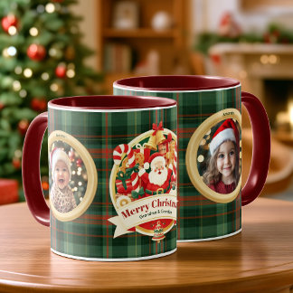 Taza Fotos personalizadas de la familia de Santa con cu