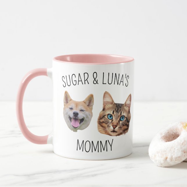 Taza Fotos personalizadas de perros de felino con cara  (Con donut)