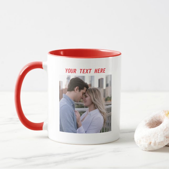 Taza Fotos personalizadas y texto Feliz Día de San Vale (Con donut)