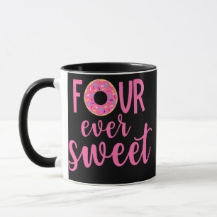 Taza Four Ever Sweet 4th birthday decoration Donut