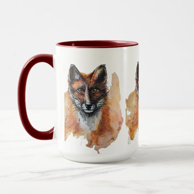 Taza Fox - Animal de Espíritu, Watercolor Totem Joga Gu (Izquierda)