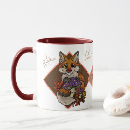 Taza Fox con toadstools otoñales