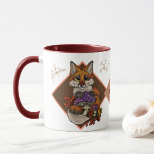 Taza Fox con toadstools otoñales