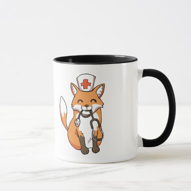Taza Fox médico del médico de la enfermera que dibuja (Derecha)