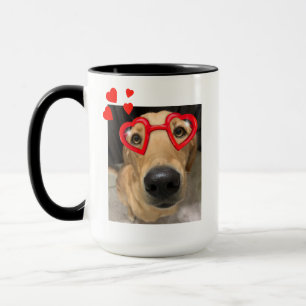 Taza Fox Red Labrador Retriever with Red Heart Glasses