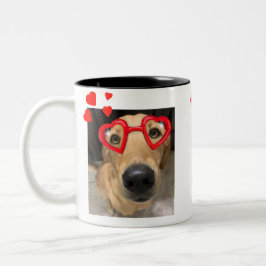 Taza Fox Red Labrador Retriever with Red Heart Glasses