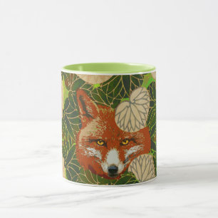 TAZA FOX ROJA ENTRE LAS HOJAS VERDES Y LA FUGA