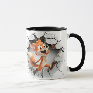 Taza Fox saliendo de una pared rota