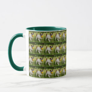 Taza Fox Terrier Con Su Pelota, Verde, Café Mug.