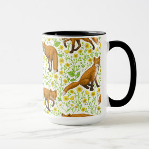 Taza Foxes y mariposas en blanco natural