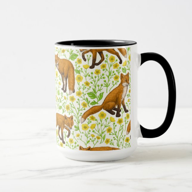 Taza Foxes y mariposas en blanco natural (Derecha)