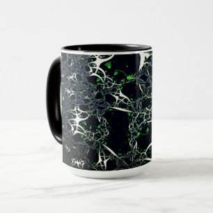 Taza Fractal blanco imperfecto en el espacio negro, de 