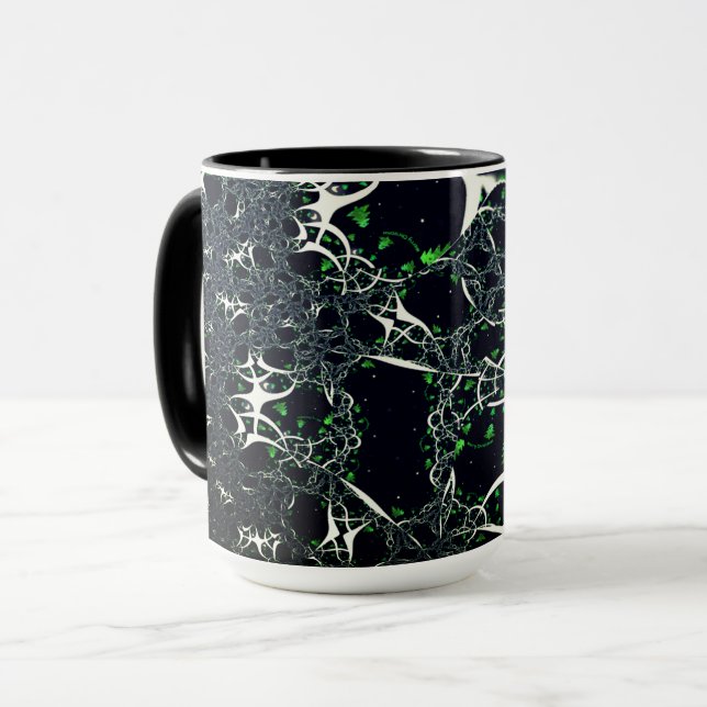 Taza Fractal blanco imperfecto en el espacio negro, de  (Anverso izquierdo)