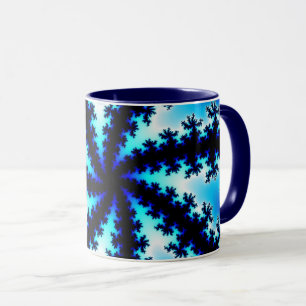 Taza Fractal blanco y azul de la marina de moda