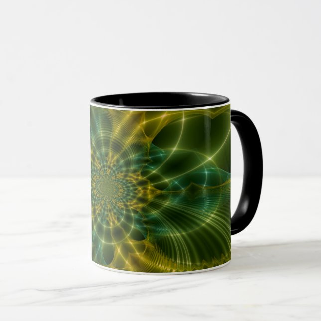 Taza Fractal claro - Verde y amarillo (Anverso derecho)