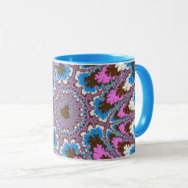 Taza Fractal rosa, marrón y azul claro de moda