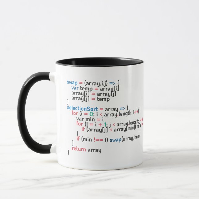 Taza Fragmento de código de programación de ordenación  (Izquierda)