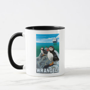 Taza Frailecillos y barco de cruceros - Wrangell,