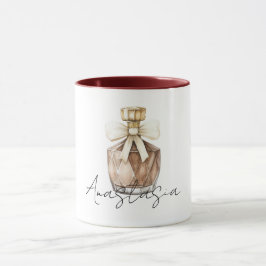 Taza Frasco de perfume de bronce con lazo de crema
