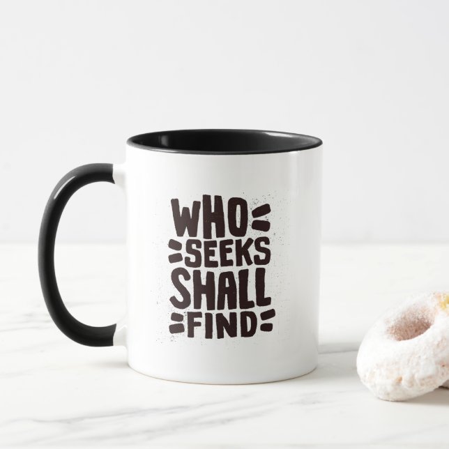 Taza Frase de palabras dibujadas a mano Quien busca enc (Con donut)