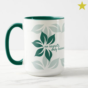 Taza Frases de Amor Propio con Flores Verdes Minimalist