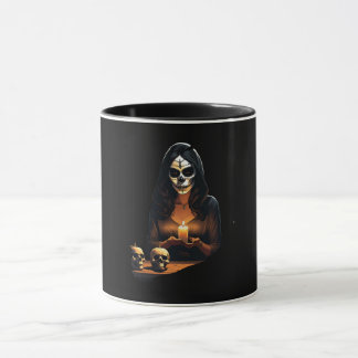Taza Frau mit Schädelmasken geschmückt Halloween