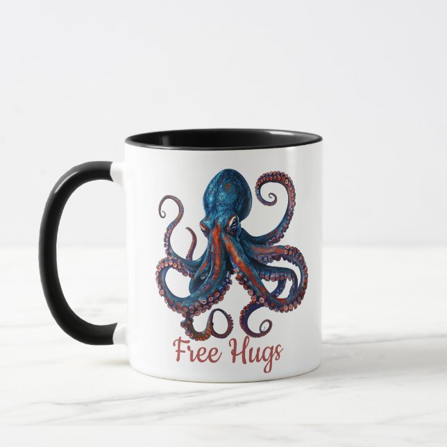 Taza Free Hugs Octopus Mug - Funny Custom Coffee Cup (Izquierda)