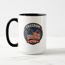 Taza Freedom 1776 American Flag Patriotic Badge