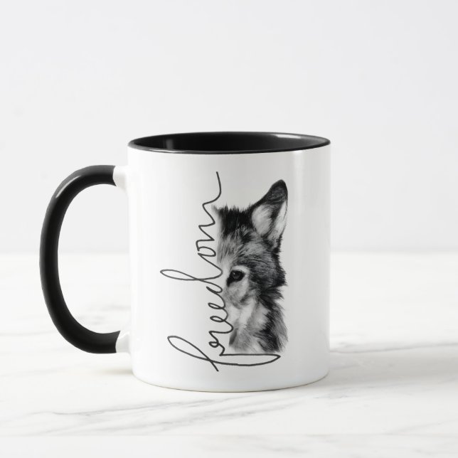 Taza Freedom Wolf Minimal Line Art - (Izquierda)