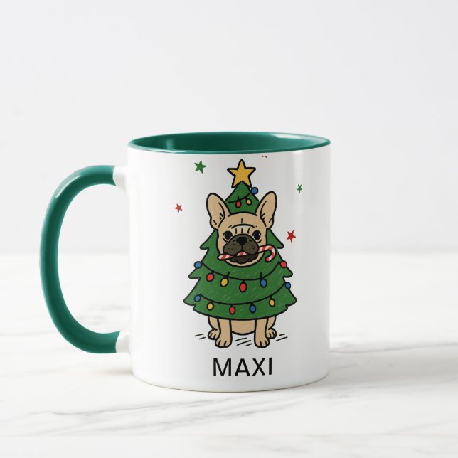 Taza French Bulldog Christmas Tree Custom Name (Izquierda)
